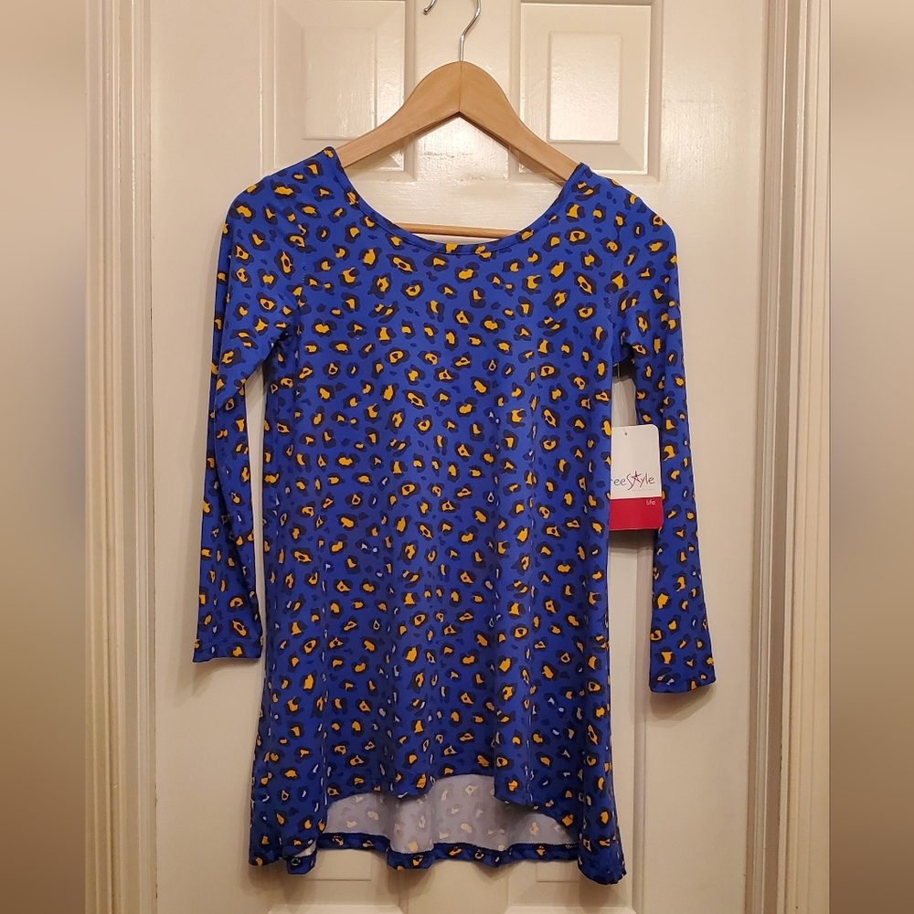 Kids Freestyle Revolution Girls Size 8 Blue Leopard Print Dress NWT